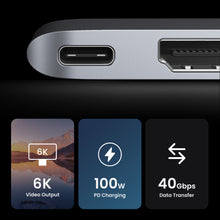 Заредете изображение във визуализатора на галерията – HUB Ugreen CM380 2xUSB C - HDMI/2xUSB 3.0/SD TF/USB C PD - gray
