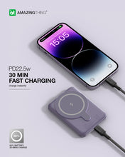 Заредете изображение във визуализатора на галерията – Amazing Thing Power bank Thunder Pro 5000mAh TPM5KPU - Type C - magnetic with induction charger purple
