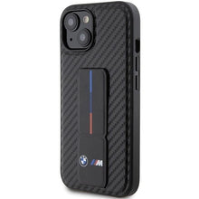 Заредете изображение във визуализатора на галерията – BMW Grip Stand Smooth &amp; Carbon case for iPhone 15 - black
