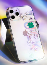 Заредете изображение във визуализатора на галерията – Kingxbar Lucky Series case decorated with original Swarovski crystals iPhone 12 Pro / iPhone 12 transparent (Clover) - TopMag
