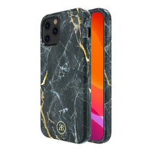 Заредете изображение във визуализатора на галерията – Kingxbar Marble Series case decorated printed marble iPhone 12 mini black - TopMag
