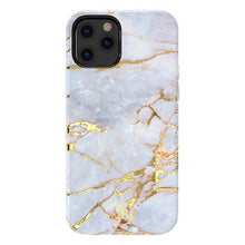 Заредете изображение във визуализатора на галерията – Kingxbar Marble Series case decorated printed marble iPhone 12 Pro Max whiteblue - TopMag
