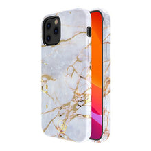 Заредете изображение във визуализатора на галерията – Kingxbar Marble Series case decorated printed marble iPhone 12 Pro Max whiteblue - TopMag
