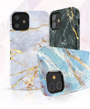 Заредете изображение във визуализатора на галерията – Kingxbar Marble Series case decorated printed marble iPhone 12 Pro Max blue - TopMag
