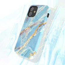 Заредете изображение във визуализатора на галерията – Kingxbar Marble Series case decorated printed marble iPhone 12 Pro Max blue - TopMag
