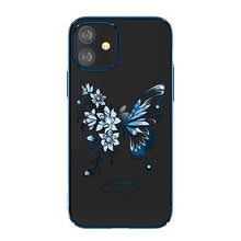 Заредете изображение във визуализатора на галерията – Kingxbar Butterfly Series shiny case decorated with original Swarovski crystals iPhone 12 mini blue - TopMag

