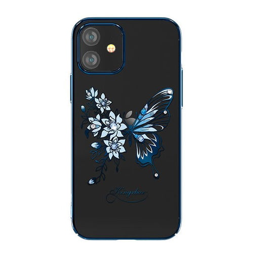 Kingxbar Butterfly Series shiny case decorated with original Swarovski crystals iPhone 12 mini blue - TopMag