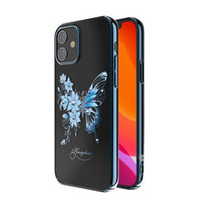 Заредете изображение във визуализатора на галерията – Kingxbar Butterfly Series shiny case decorated with original Swarovski crystals iPhone 12 mini blue - TopMag
