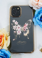 Заредете изображение във визуализатора на галерията – Kingxbar Butterfly Series shiny case decorated with original Swarovski crystals iPhone 12 mini purple - TopMag
