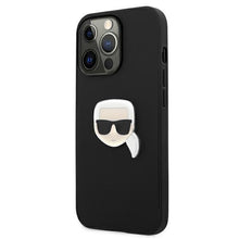 Заредете изображение във визуализатора на галерията – Karl Lagerfeld KLHCP13LPKMK iPhone 13 Pro / 13 6,1" czarny/black hardcase Leather Ikonik Karl`s Head Metal
