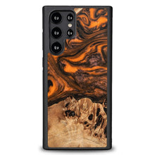 Заредете изображение във визуализатора на галерията – Wood and resin case for Samsung Galaxy S22 Ultra Bewood Unique Orange - orange and black
