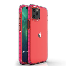Заредете изображение във визуализатора на галерията – Spring Case clear TPU gel protective cover with colorful frame for iPhone 12 mini light pink - TopMag
