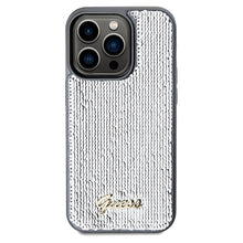 Заредете изображение във визуализатора на галерията – Original Case GUESS Sequin Script Metal hardcase GUHCP14XPSFDGSS for Iphone 14 Pro Max silver
