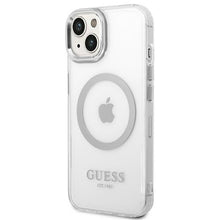 Заредете изображение във визуализатора на галерията – Guess GUHMP14SHTRMS iPhone 14 6.1" silver/silver hard case Metal Outline Magsafe
