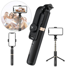 Заредете изображение във визуализатора на галерията – Wozinsky selfie stick telescopic tripod + Bluetooth remote control black (WSSTK-01-BK) - TopMag
