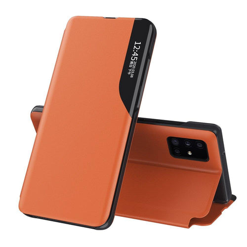 Eco Leather View Case elegant bookcase type case with kickstand for Samsung Galaxy S20 Ultra orange - TopMag