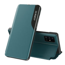 Заредете изображение във визуализатора на галерията – Eco Leather View Case elegant bookcase type case with kickstand for Samsung Galaxy S20+ (S20 Plus) green - TopMag
