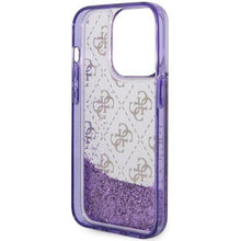 Заредете изображение във визуализатора на галерията – Original faceplate case GUESS GUHCP14LLC4PSGU for iPhone 14 PRO (Liquid Glitter 4G Translucent / purple)
