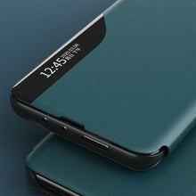 Заредете изображение във визуализатора на галерията – Eco Leather View Case elegant bookcase type case with kickstand for Samsung Galaxy Note 20 Ultra green - TopMag

