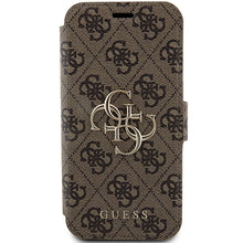 Заредете изображение във визуализатора на галерията – Original Case GUESS book 4G Metal Logo GUBKP15X4GMGBR for Iphone 15 Pro Max brown
