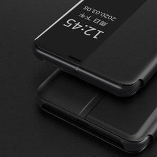 Заредете изображение във визуализатора на галерията – Eco Leather View Case elegant bookcase type case with kickstand for Huawei P40 black - TopMag

