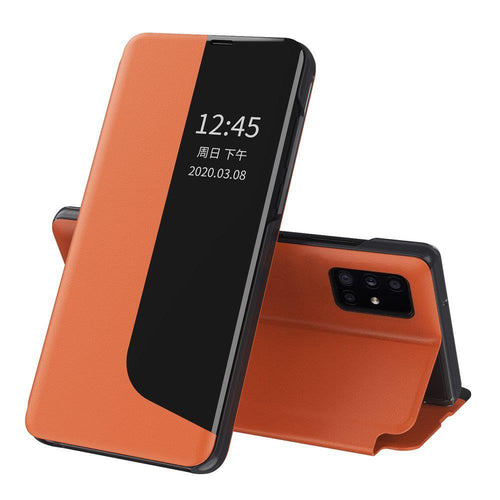 Eco Leather View Case elegant bookcase type case with kickstand for Huawei P40 orange - TopMag
