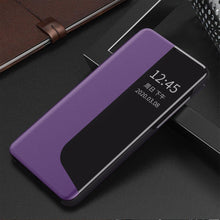 Заредете изображение във визуализатора на галерията – Eco Leather View Case elegant bookcase type case with kickstand for Huawei P40 purple - TopMag
