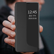 Заредете изображение във визуализатора на галерията – Eco Leather View Case elegant bookcase type case with kickstand for Huawei P40 red - TopMag
