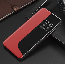 Заредете изображение във визуализатора на галерията – Eco Leather View Case elegant bookcase type case with kickstand for Huawei P40 red - TopMag
