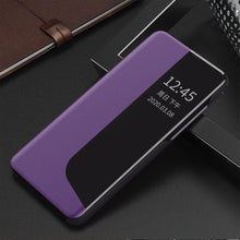 Заредете изображение във визуализатора на галерията – Eco Leather View Case elegant bookcase type case with kickstand for Huawei P40 Lite E purple - TopMag
