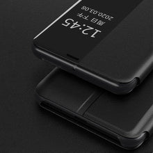 Заредете изображение във визуализатора на галерията – Eco Leather View Case elegant bookcase type case with kickstand for Huawei Y6p / Honor 9A green - TopMag

