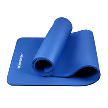 Заредете изображение във визуализатора на галерията – Wozinsky exercise mat 181 x 63 x 0.9 cm thick gymnastic yoga mat blue - TopMag
