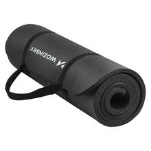 Заредете изображение във визуализатора на галерията – Wozinsky exercise mat 181 x 63 x 0.9 cm thick gymnastic yoga mat black - TopMag
