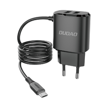 Заредете изображение във визуализатора на галерията – Dudao charger 2x USB with built-in micro USB cable 12 W black (A2ProM black) - TopMag
