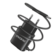 Заредете изображение във визуализатора на галерията – Dudao 2x USB wall charger with built-in USB Type C cable 12 W black (A2ProT black) - TopMag
