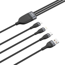Заредете изображение във визуализатора на галерията – Baseus 3in1 USB cable - Lightning / USB Type C / micro USB (5 A charging / 480 Mbps data transfer) 1.2 m 40 W black-gray (CA1T3-G1) - TopMag
