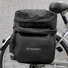 Заредете изображение във визуализатора на галерията – Wozinsky spacious bike bag 60 l for the trunk (rain cover included) black (WBB13BK) - TopMag
