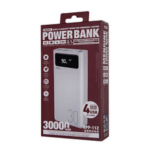 Заредете изображение във визуализатора на галерията – Remax Mengine powerbank 30000 mAh 4x USB 2.1 A white (RPP-112 white) - TopMag
