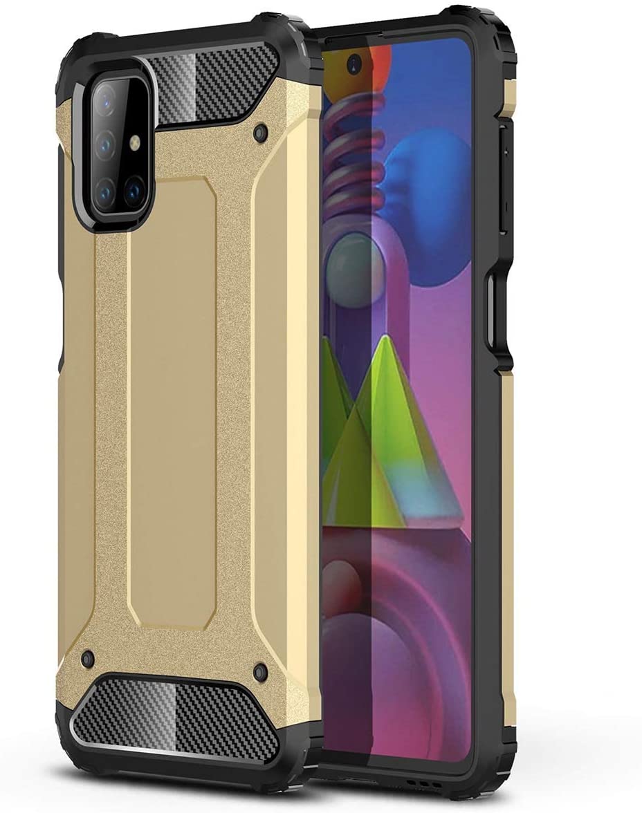 Hybrid Armor Case Tough Rugged Cover for Samsung Galaxy M51 golden - TopMag