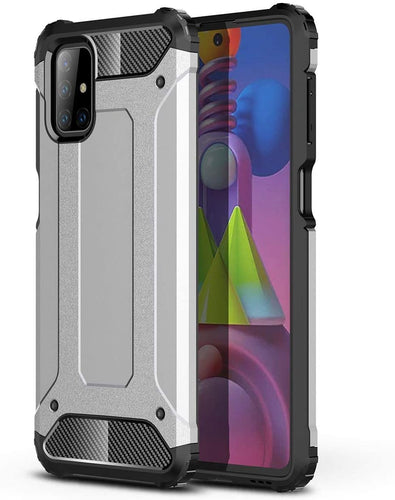Hybrid Armor Case Tough Rugged Cover for Samsung Galaxy M51 silver - TopMag