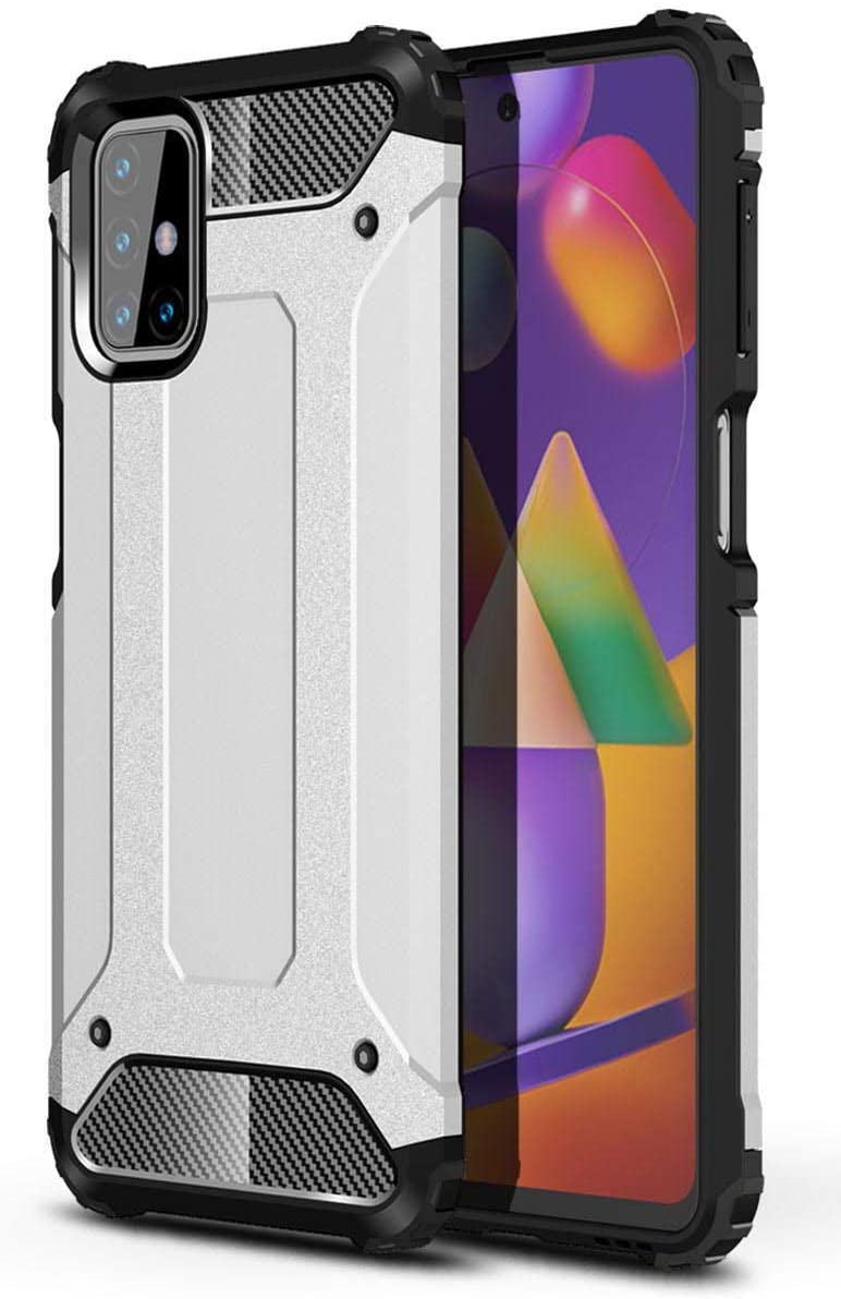 Hybrid Armor Case Tough Rugged Cover for Samsung Galaxy M31s silver - TopMag