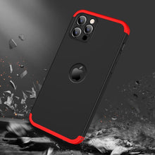 Заредете изображение във визуализатора на галерията – GKK 360 Protection Case Front and Back Case Full Body Cover iPhone 12 black-red - TopMag
