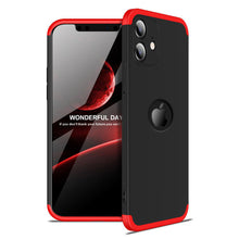 Заредете изображение във визуализатора на галерията – GKK 360 Protection Case Front and Back Case Full Body Cover iPhone 12 black-red - TopMag
