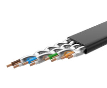 Заредете изображение във визуализатора на галерията – Ugreen Flat Cable Internet Network Cable Ethernet Patchcord RJ45 Cat 7 STP LAN 10 Gbps 3m Black (NW106 11262)
