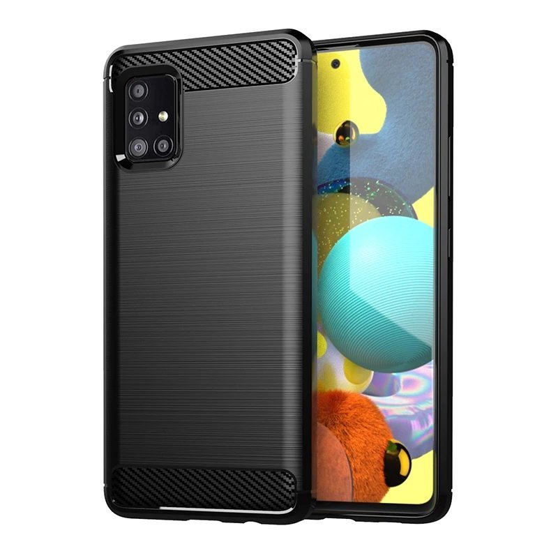 Carbon Case Flexible Cover TPU Case for Samsung Galaxy M31s black - TopMag