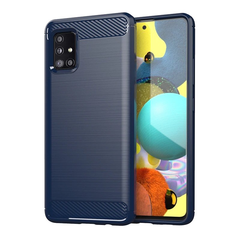 Carbon Case Flexible Cover TPU Case for Samsung Galaxy M31s blue - TopMag