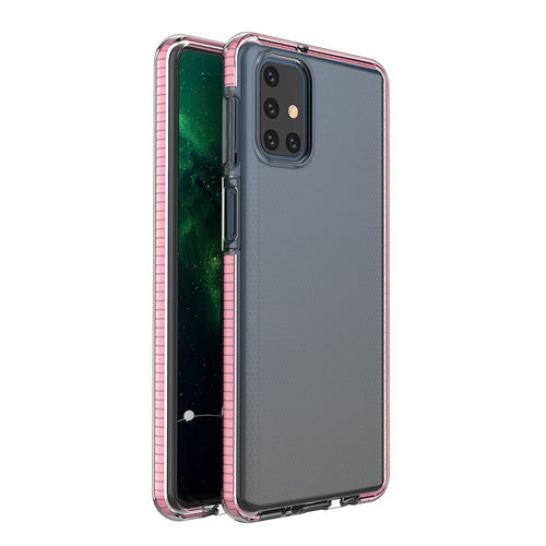 Spring Case clear TPU gel protective cover with colorful frame for Samsung Galaxy M31s light pink - TopMag