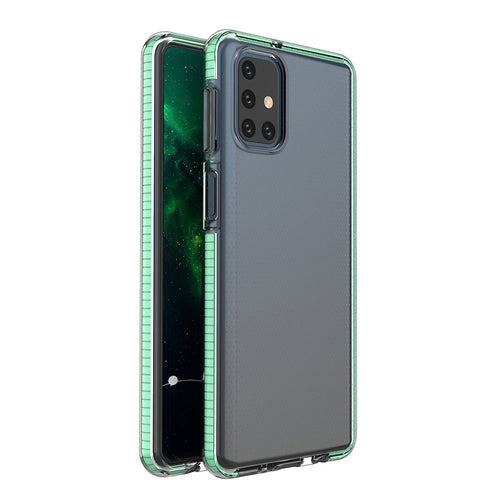 Spring Case clear TPU gel protective cover with colorful frame for Samsung Galaxy M31s mint - TopMag