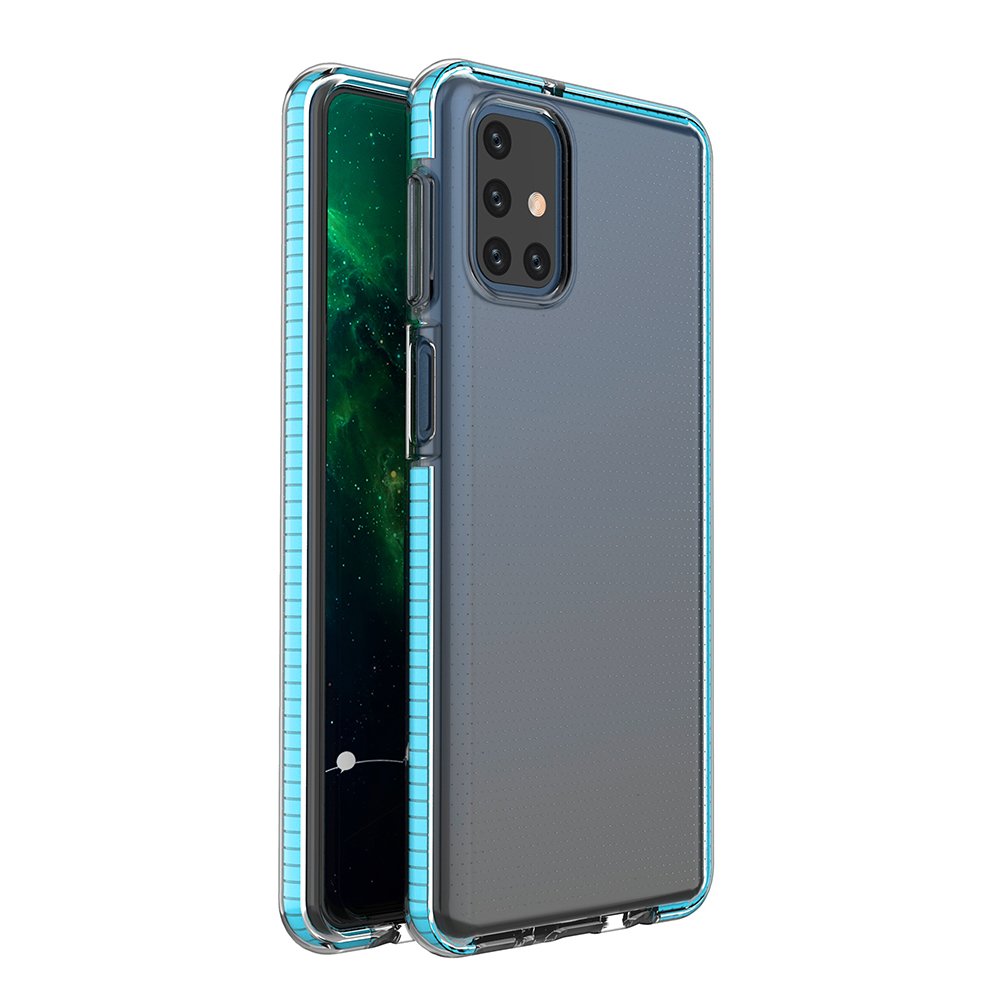 Spring Case clear TPU gel protective cover with colorful frame for Samsung Galaxy M31s light blue - TopMag