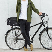 Заредете изображение във визуализатора на галерията – Wozinsky bike carrier bag with 9l shoulder strap (rain cover included) black (WBB22BK) - TopMag
